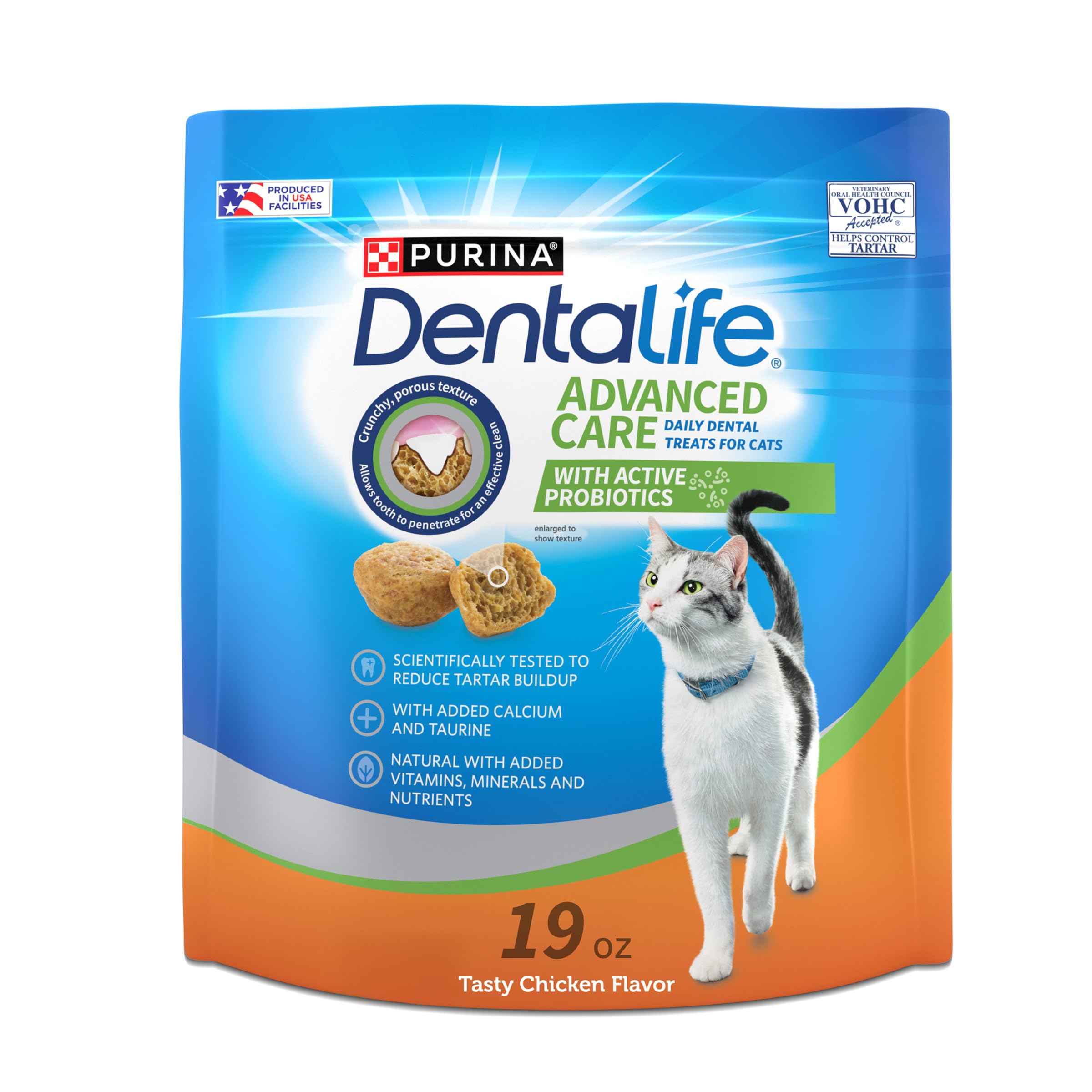 Dentalife Purina frente del empaque mostrando tamaño y beneficio dental