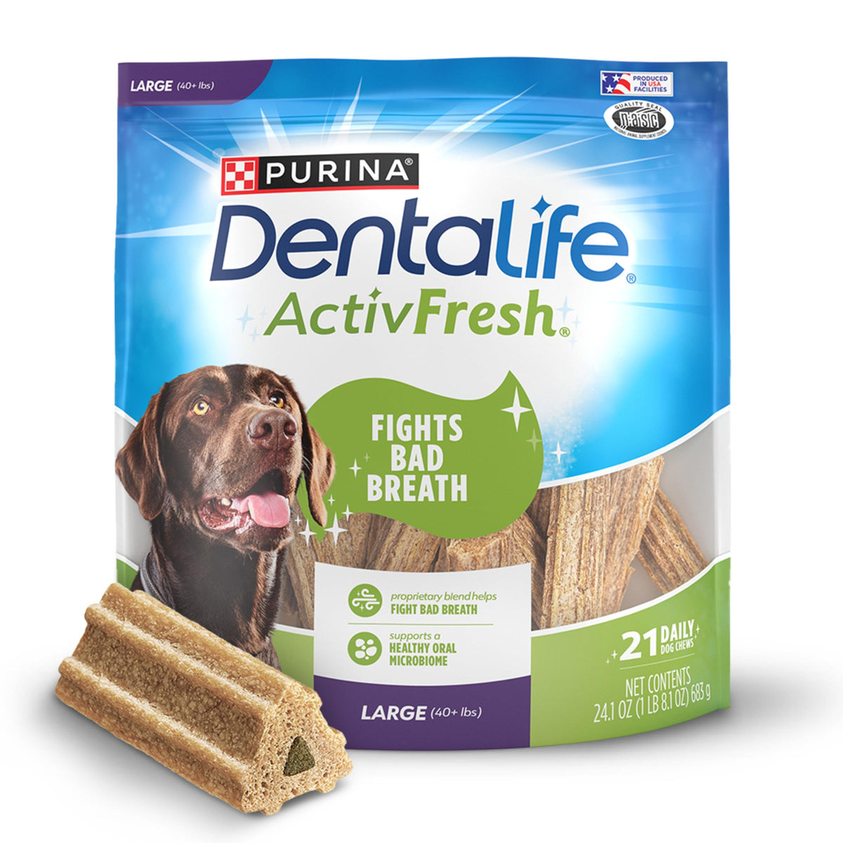 Dentalife Purina empaque frontal con bolsa resellable y 21 unidades