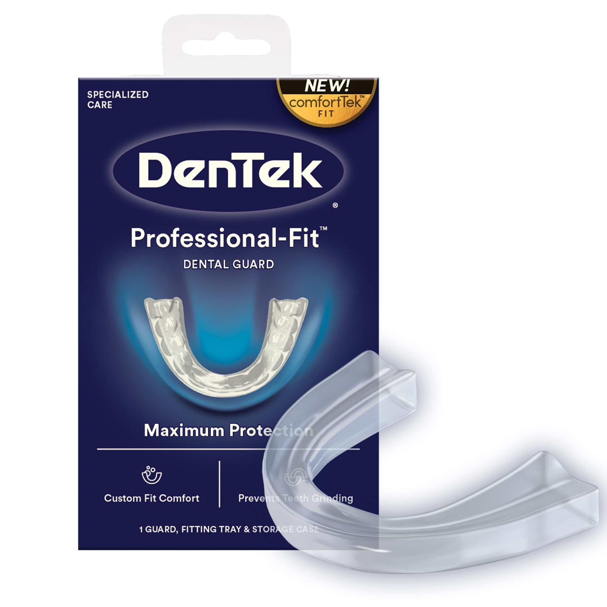 DenTek contenido de la caja con protector, charola y estuche organizado