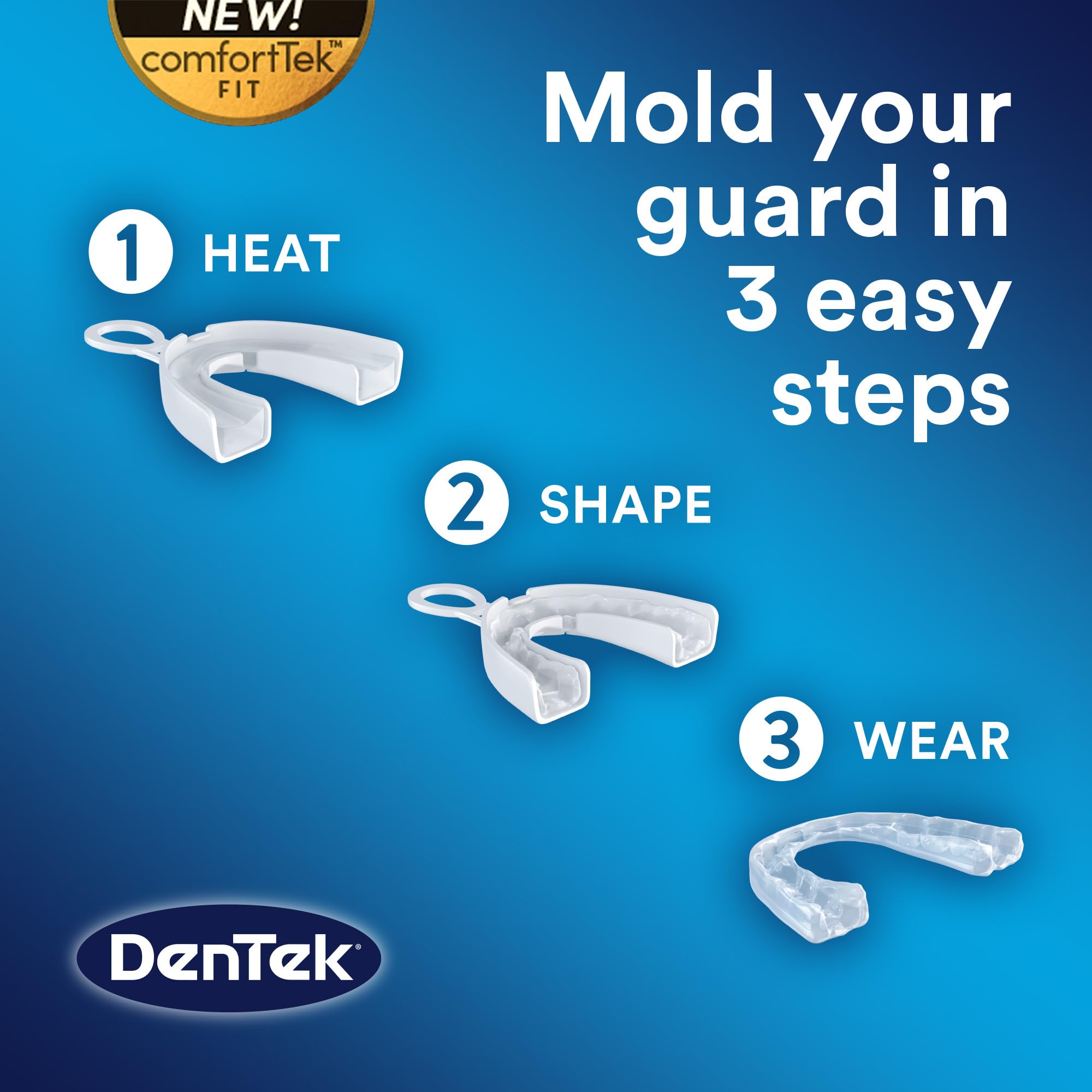 DenTek protector colocado en modelo dental demostrando cobertura total