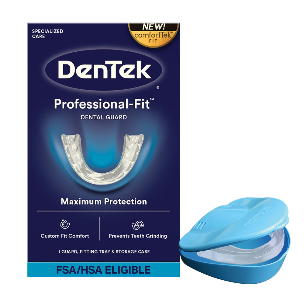 DenTek empaque frontal mostrando el protector y beneficios rápidos