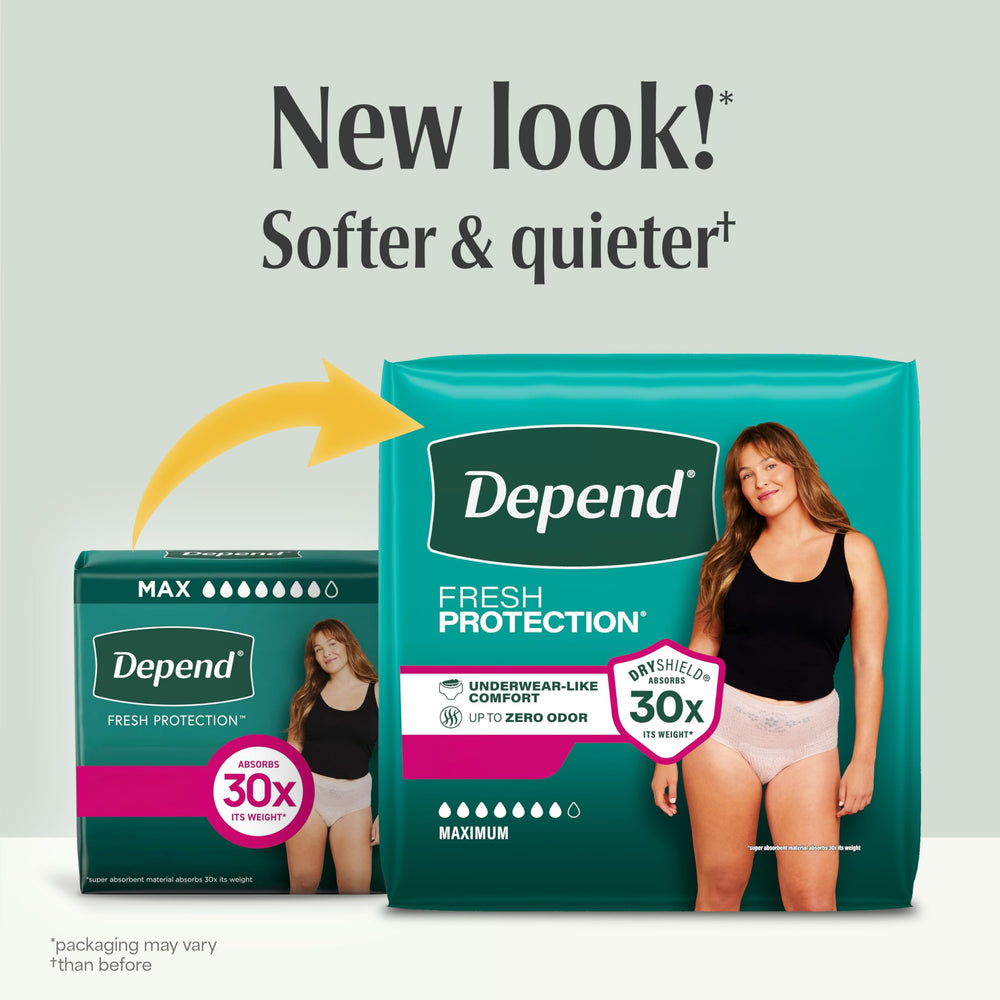Depend detalle del tejido suave y silencioso que ofrece mayor comodidad táctil
