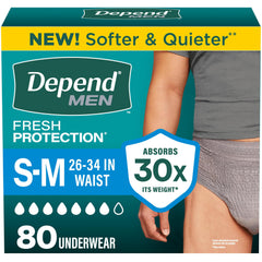 Depend paquete frontal mostrando 80 unidades y beneficios visibles