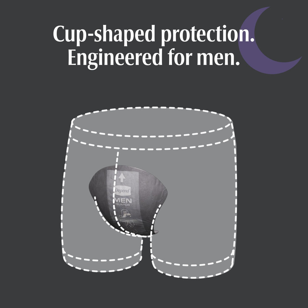 Depend protector junto a una regla para mostrar tamaño y escala
