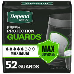 Depend empaque frontal mostrando 52 unidades y beneficios principales