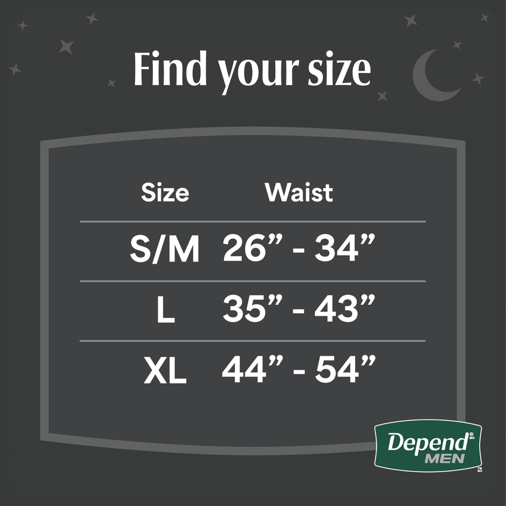 Depend hombre usando la ropa interior por la noche con ajuste discreto y seguro