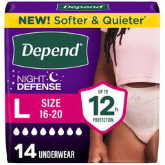 Depend paquete frontal mostrando 14 unidades y beneficios principales