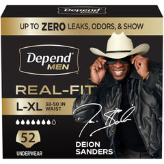 Depend real fit vista frontal mostrando ajuste discreto y aspecto de ropa interior