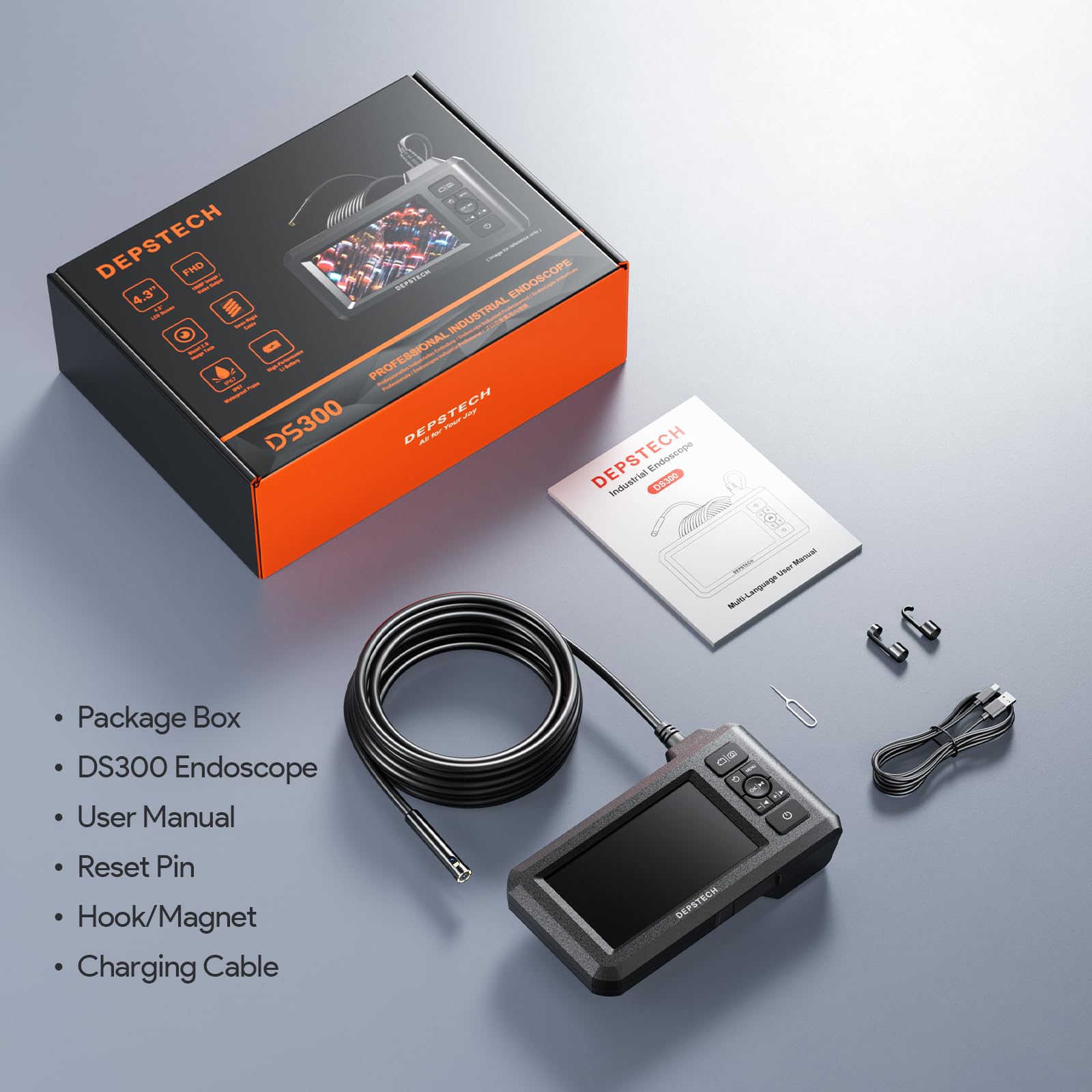 DEPSTECH DS300 comparación tamaño en mano para referencia