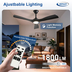 Depuley luz regulable encendida demostrando iluminación suave y controlable