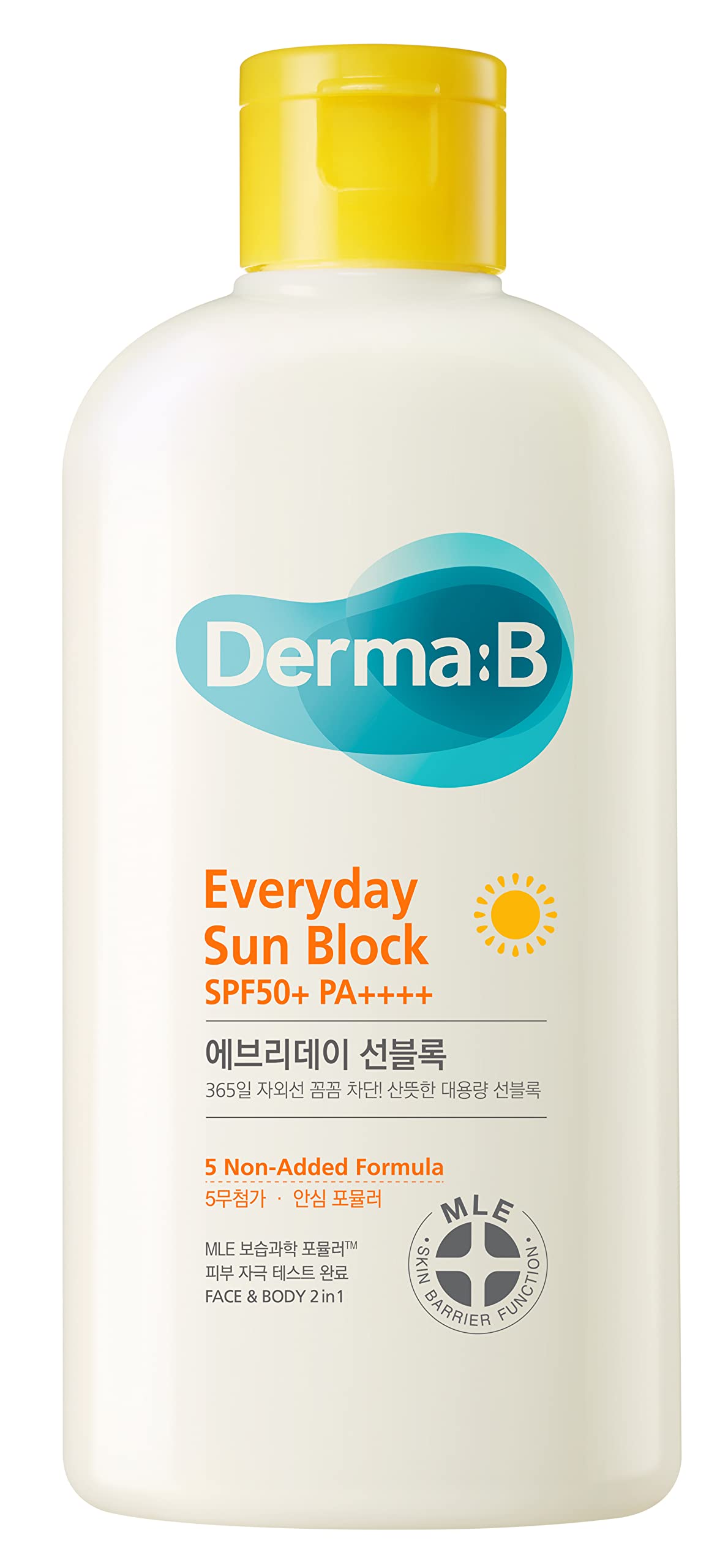 Derma B envase frontal 200 ml mostrando tamaño y protección