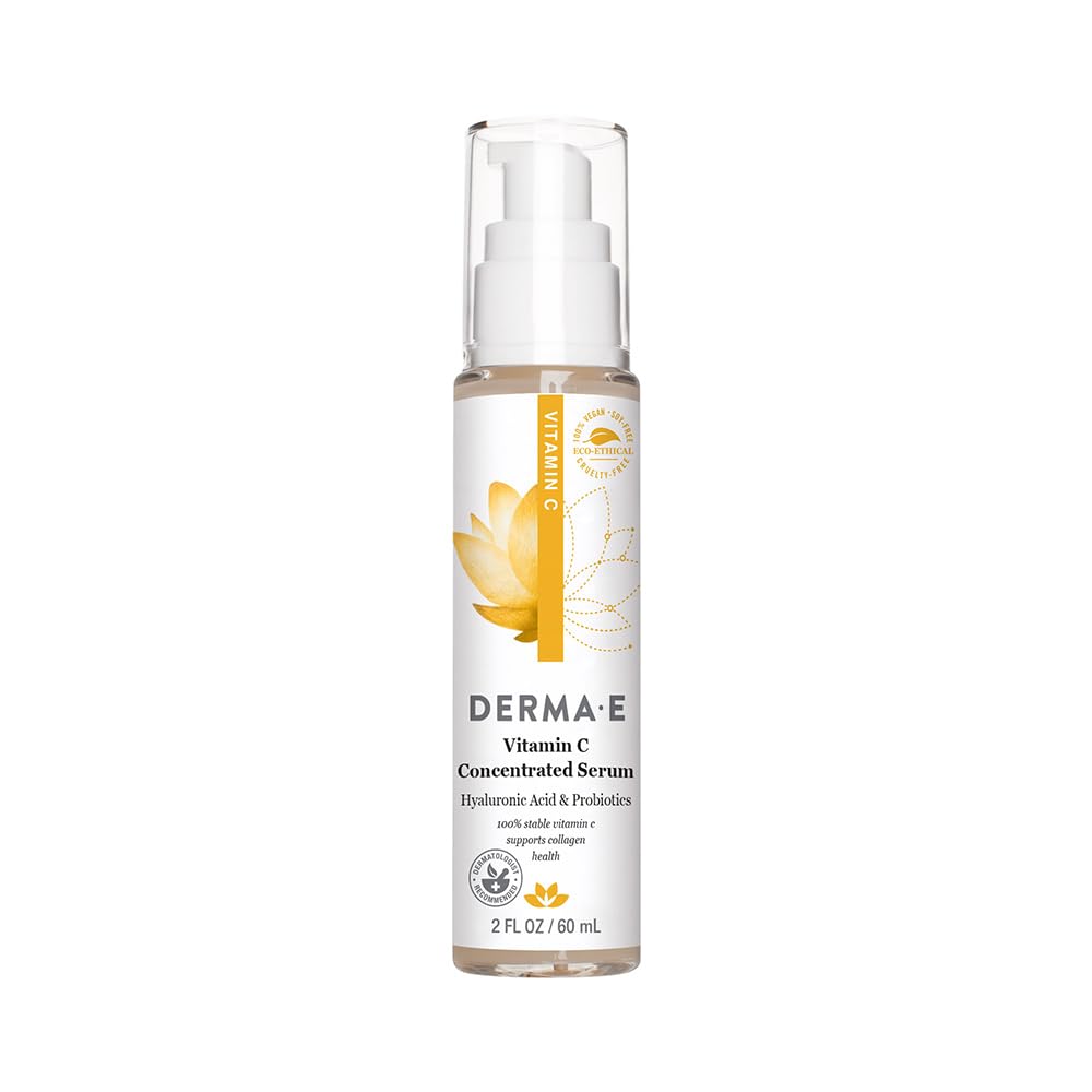 Derma E frontal del envase mostrando el sérum y beneficio de hidratación