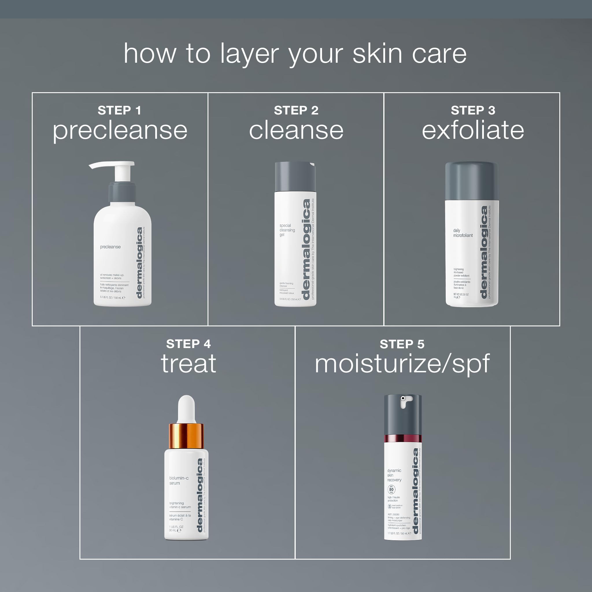 Dermalogica etiqueta del producto con instrucciones claras para una rutina segura