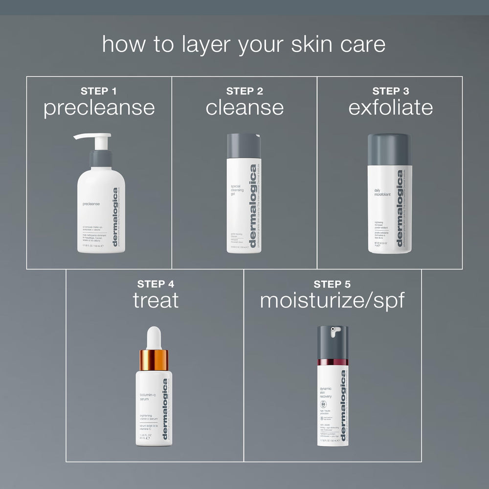 Dermalogica etiqueta del producto con instrucciones claras para una rutina segura