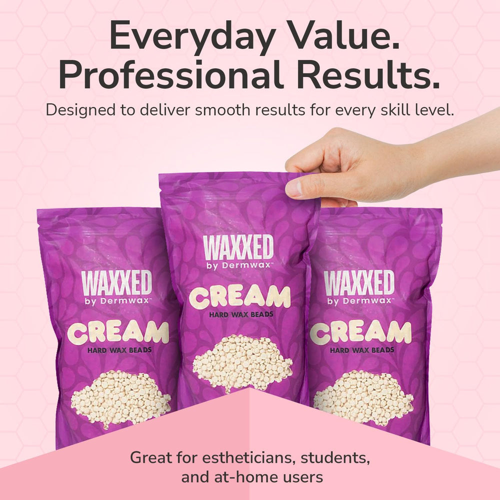 Dermwax etiqueta del producto con ingredientes y acabado opaco visible