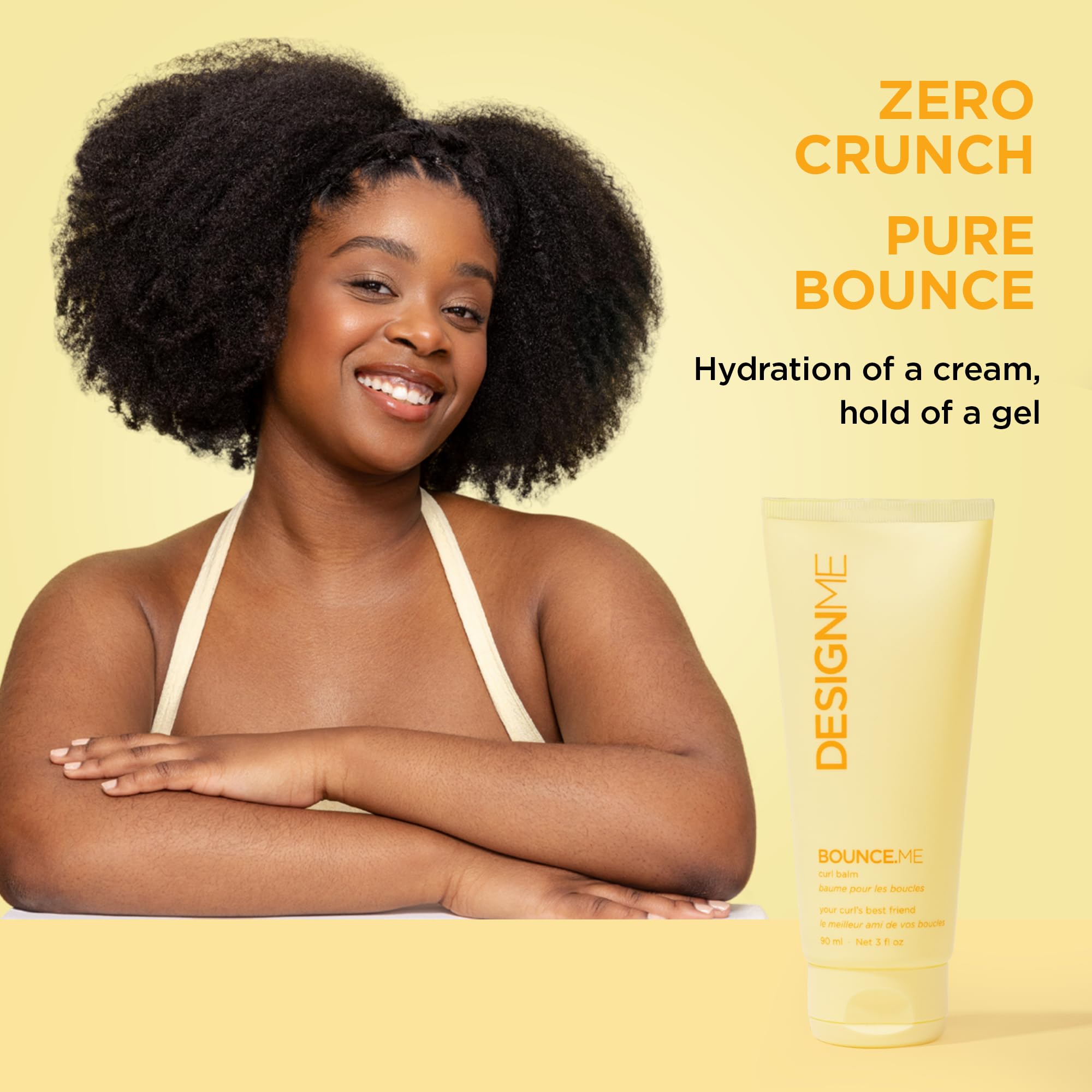 Design.Me producto en ambiente de cuidado capilar mostrando control del frizz