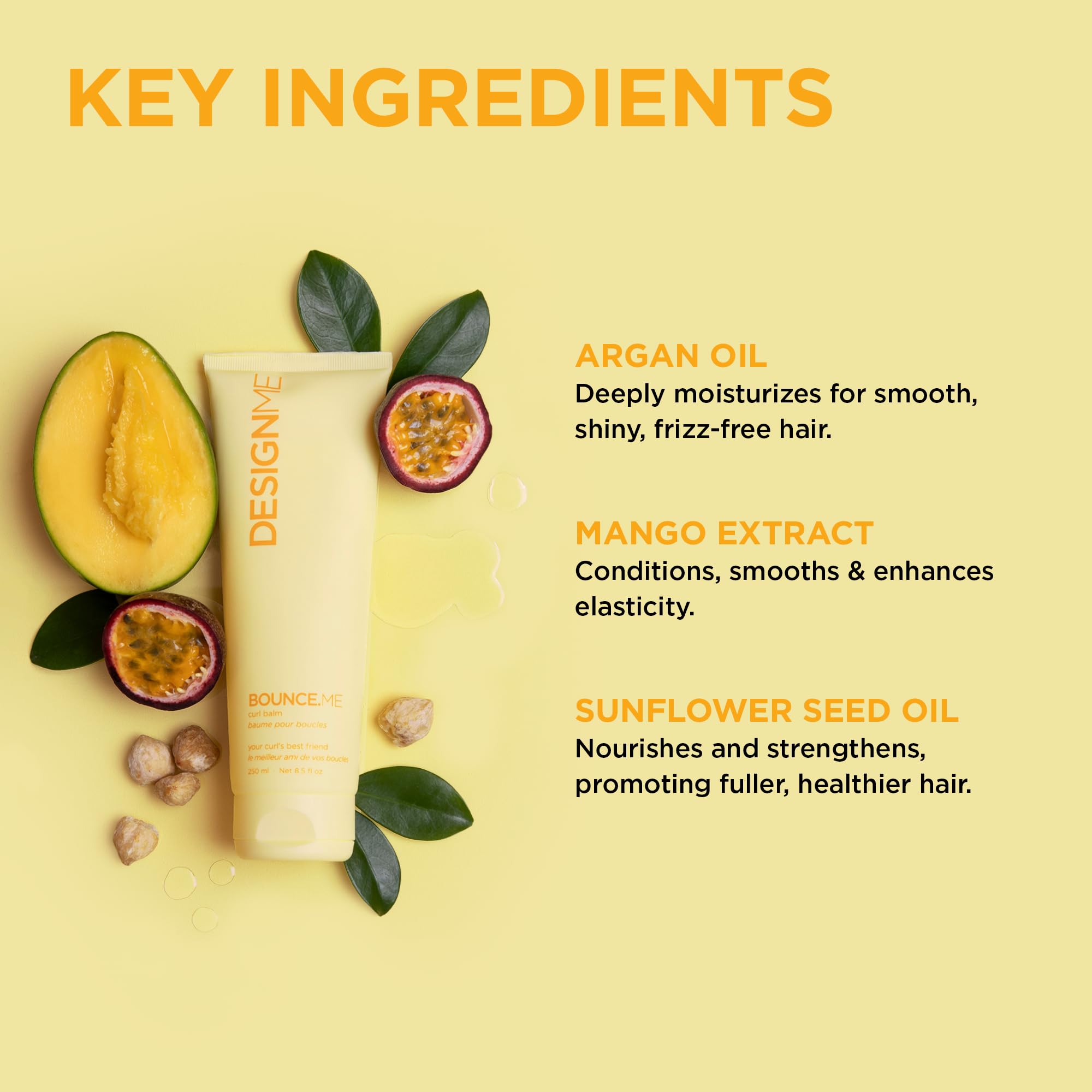 Design.Me etiqueta informativa con ingredientes clave y libre de sulfatos