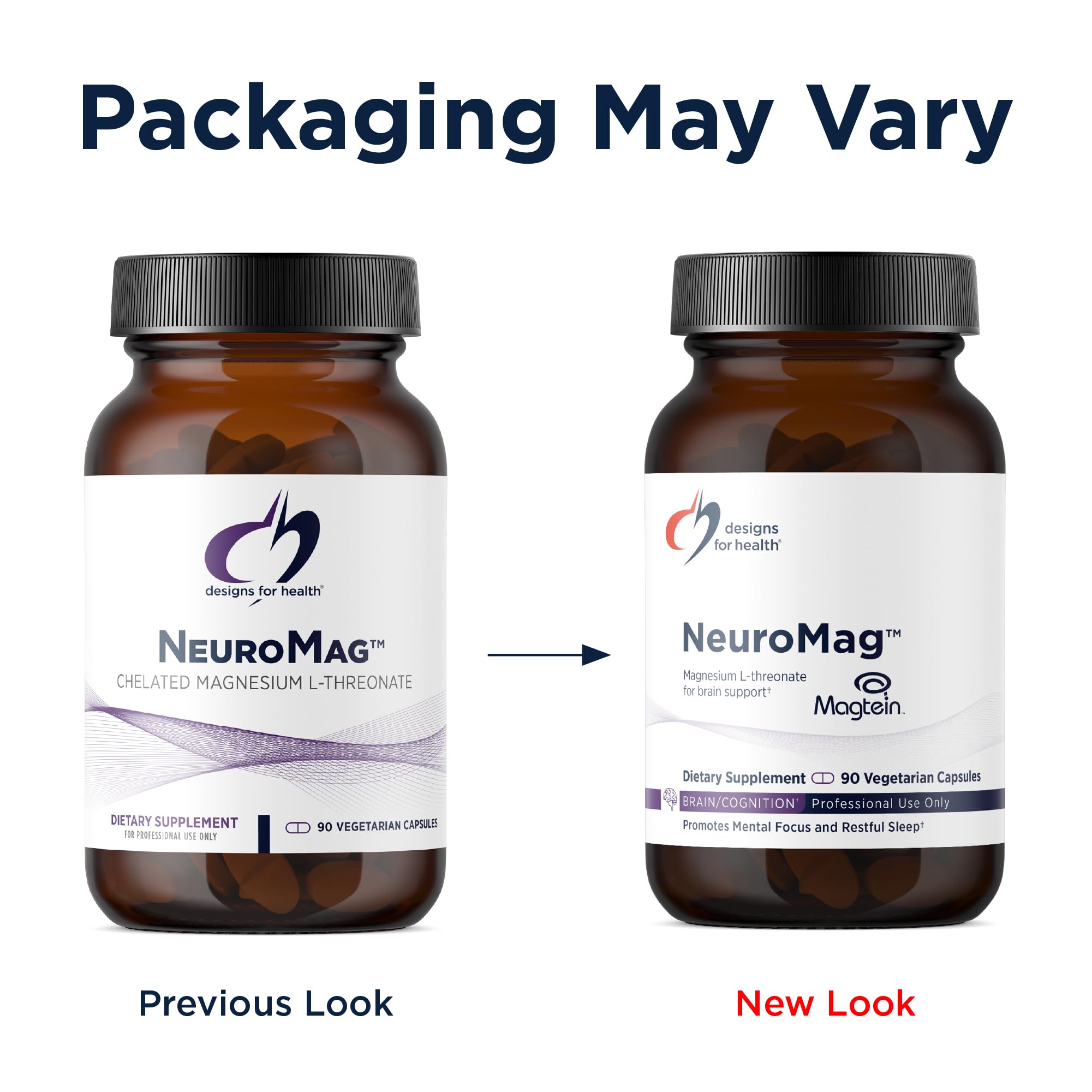 Designs for Health etiqueta con magtein destacada, transparencia de ingredientes