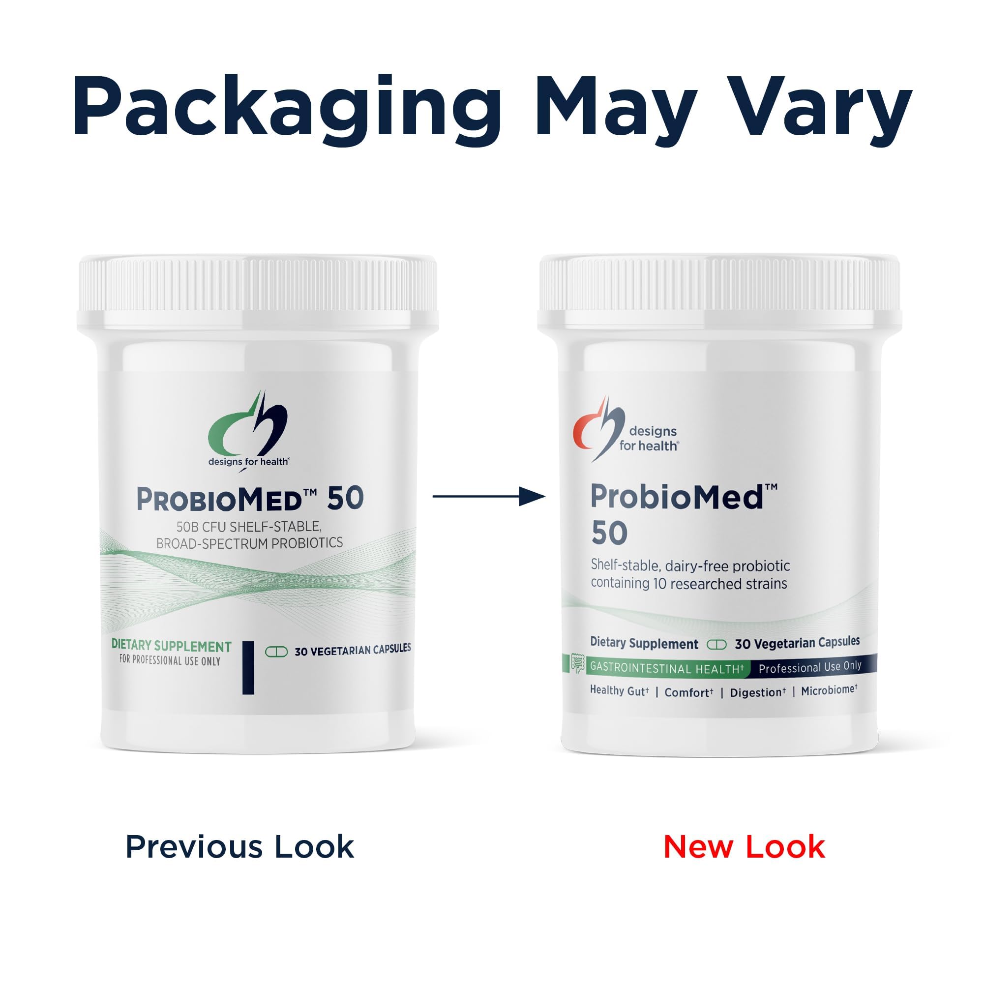 Designs for Health probioMed 50 interior del envase con desecante que protege la potencia