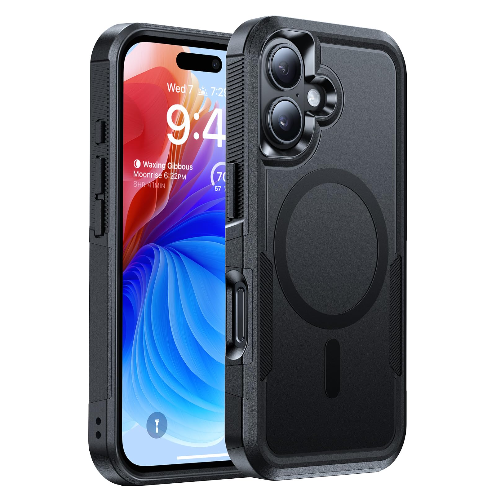 DEVISELOVE vista frontal de la funda para iPhone 16 mostrando protección elegante