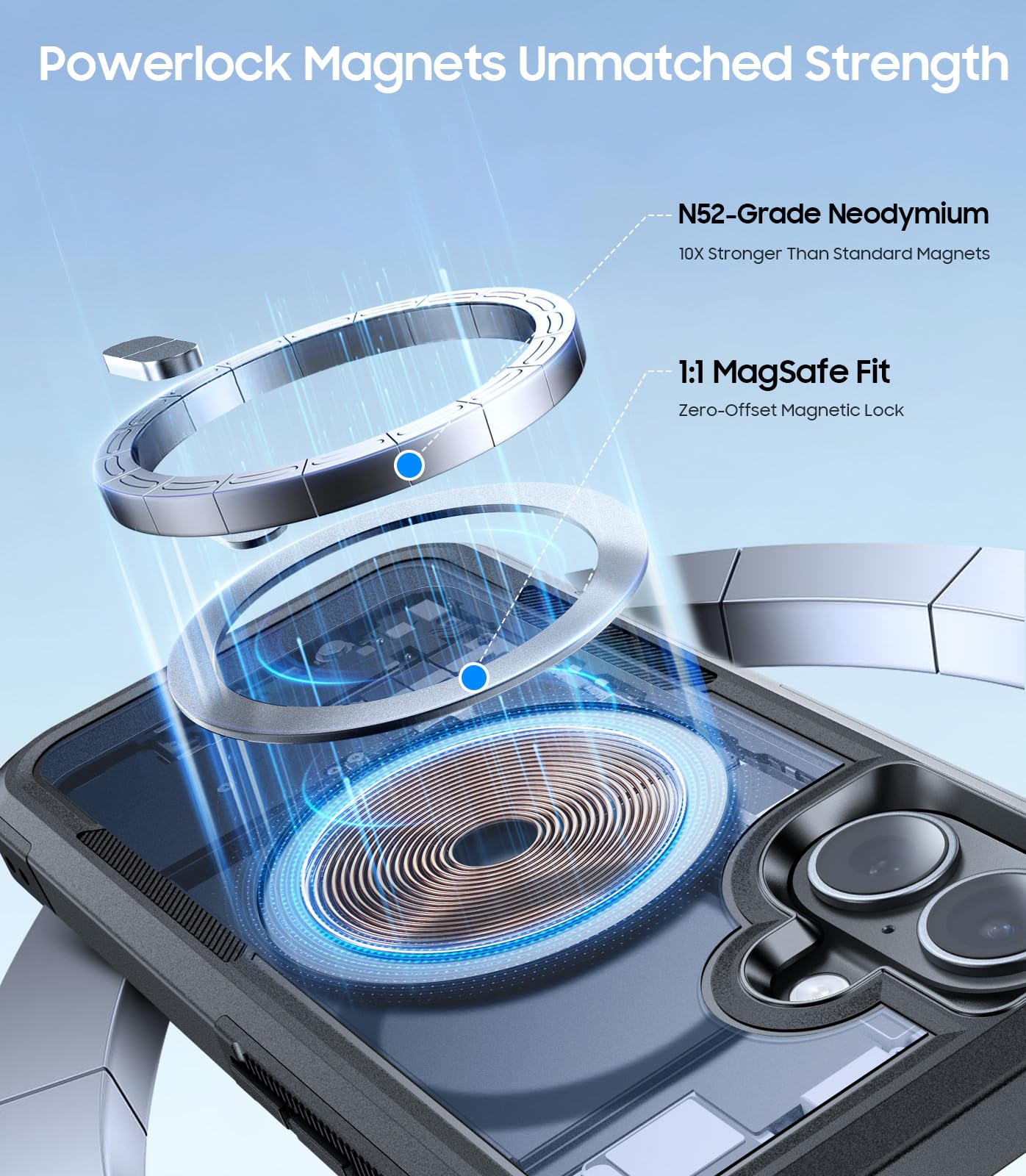 DEVISELOVE anillo magnético N52 alineado para compatibilidad MagSafe segura