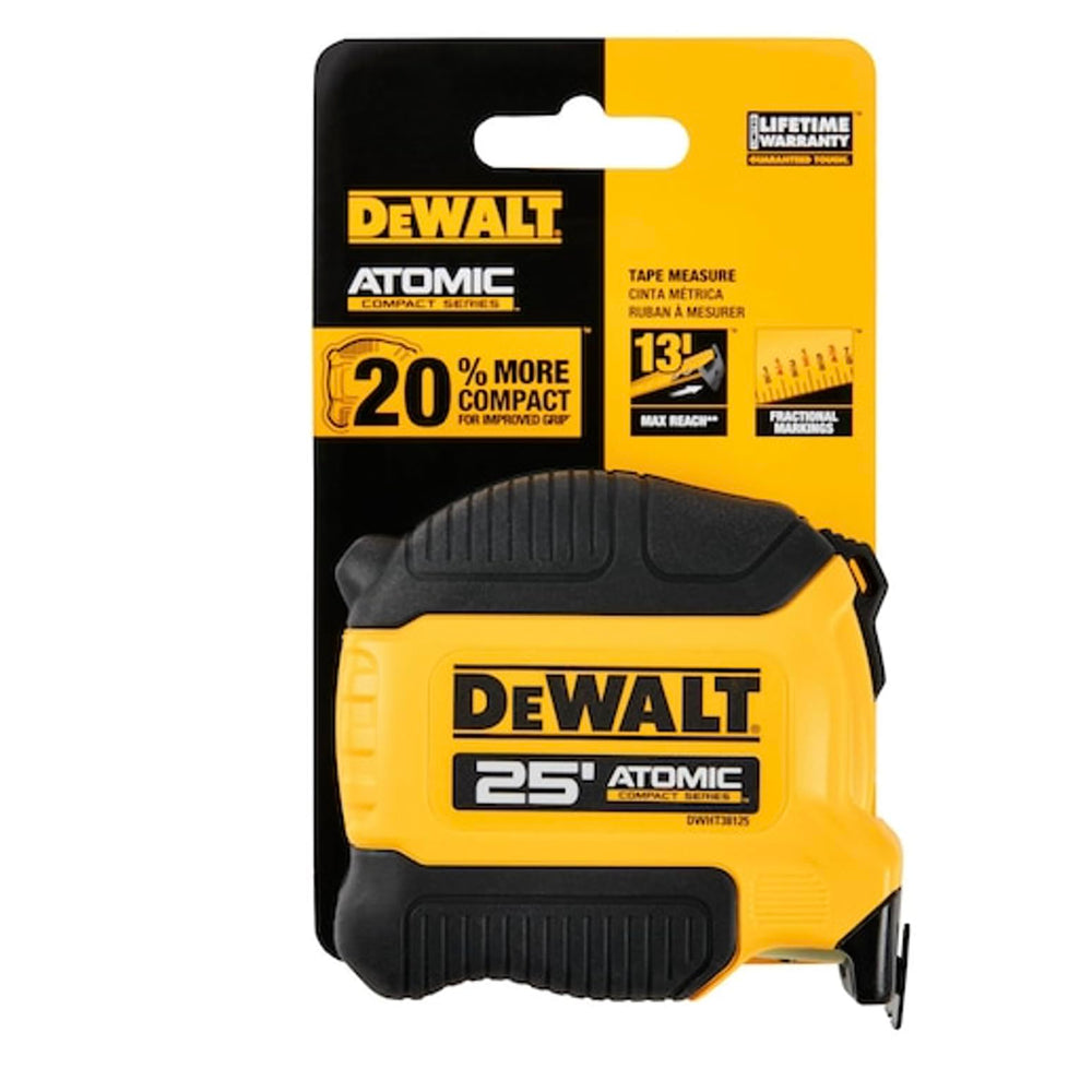 DEWALT Atomic Compact detalle de hoja recubierta y gráficos fraccionales duraderos