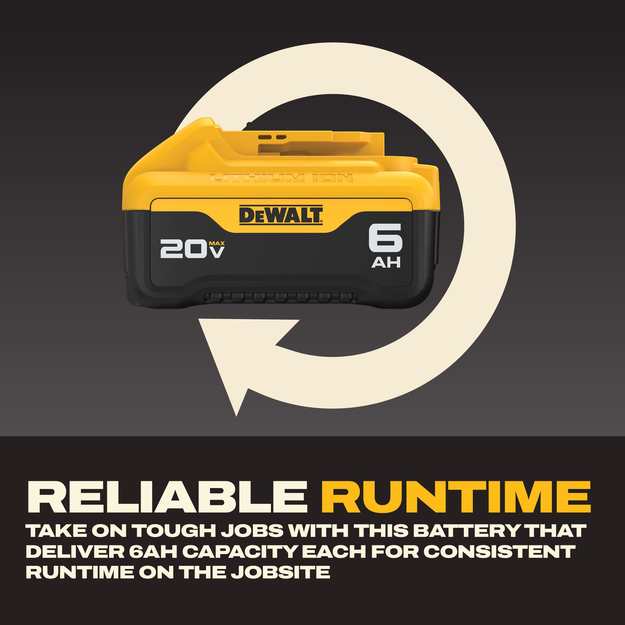 DEWALT batería montada en herramienta DEWALT para uso continuo sin interrupciones