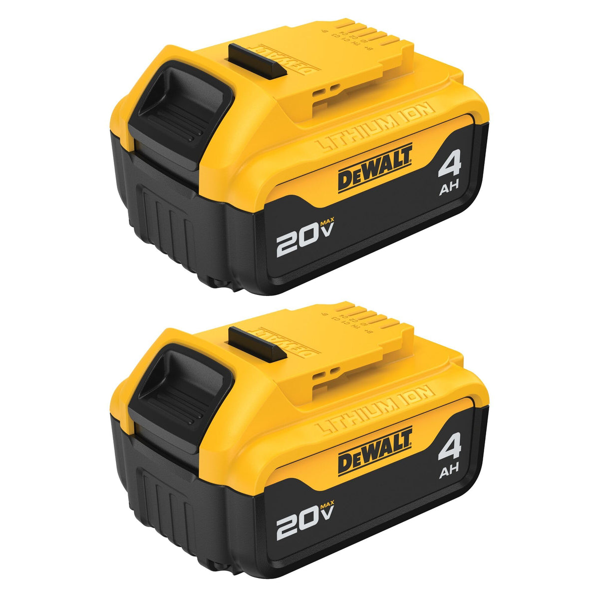 DEWALT baterías 20V MAX XR frontal mostrando diseño robusto y larga duración