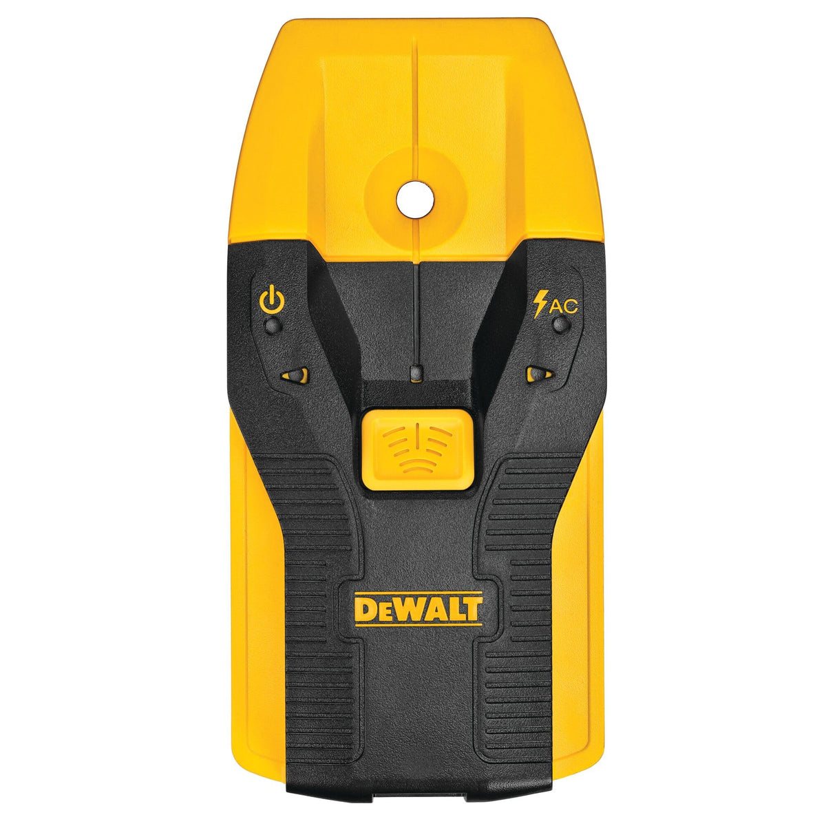 DEWALT buscador de montantes frontal mostrando pantalla y botones, mayor precisión