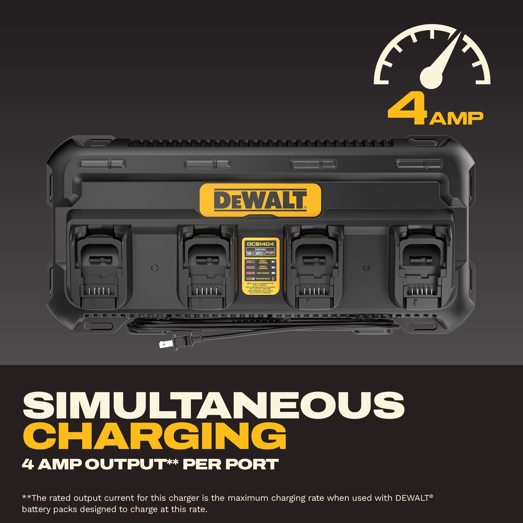DEWALT cargador montado en pared ahorrando espacio en taller