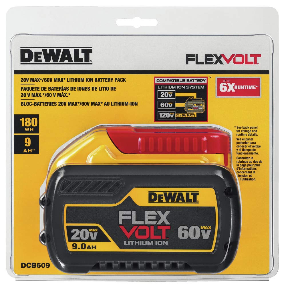 DEWALT DCB609 etiqueta con especificaciones que facilita identificación rápida