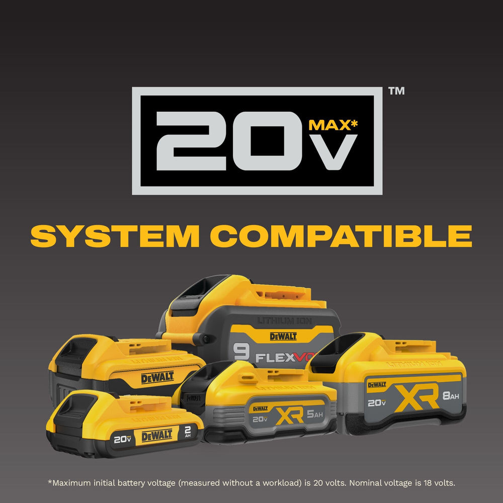 DEWALT DCF845B etiqueta trasera muestra especificaciones clave