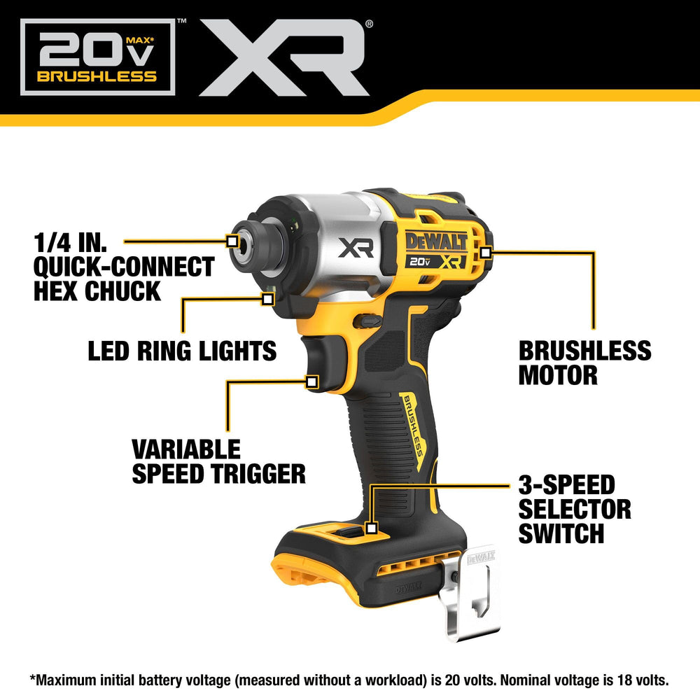 DEWALT DCF845B detalle lateral motor sin escobillas beneficio durabilidad