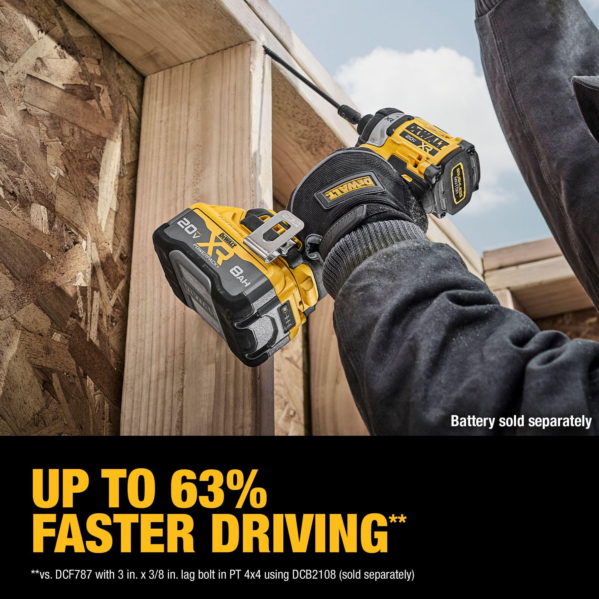 DEWALT DCF860B junto a una regla demostrando tamaño compacto y portabilidad