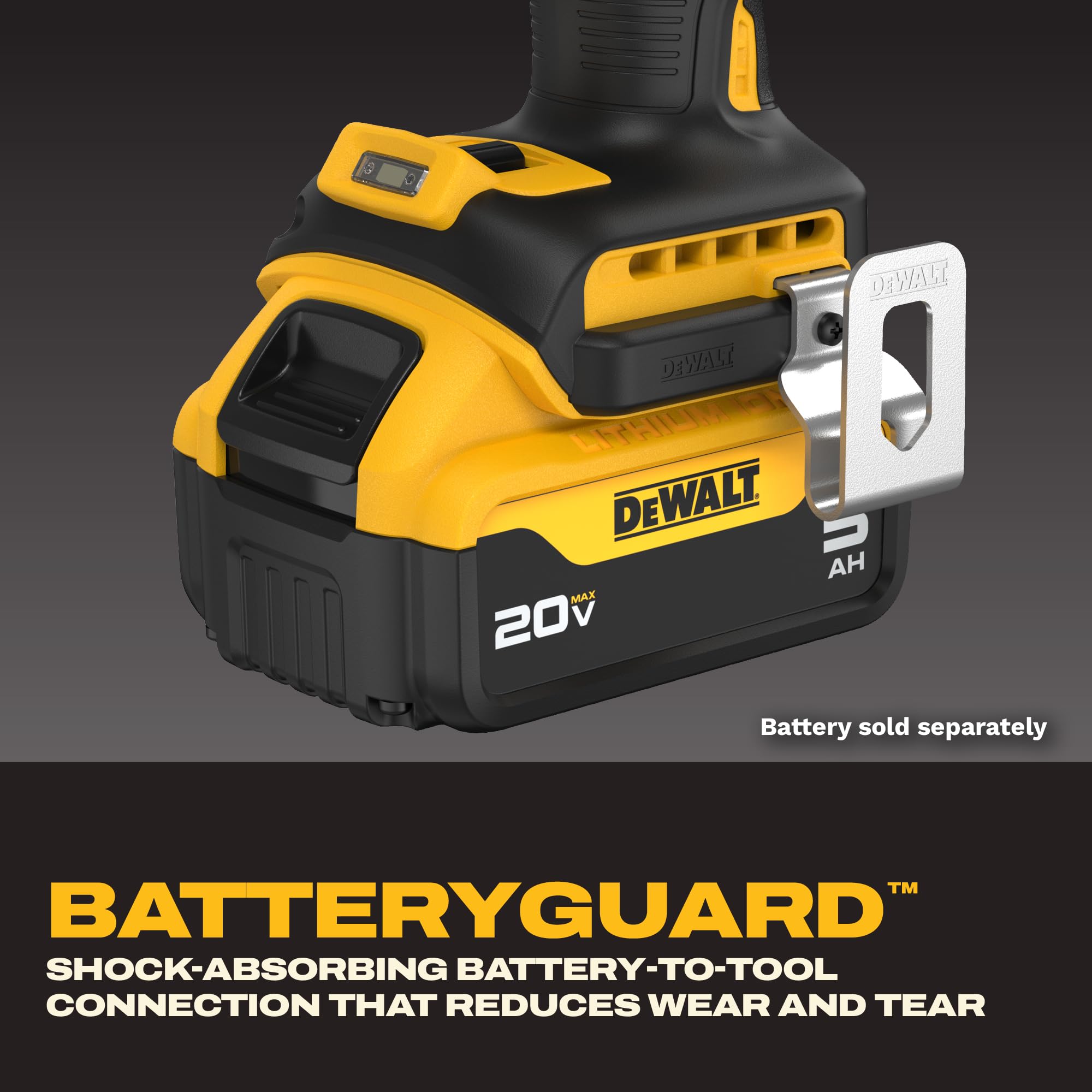 DEWALT DCF900B junto a una mano para mostrar escala y control ergonómico