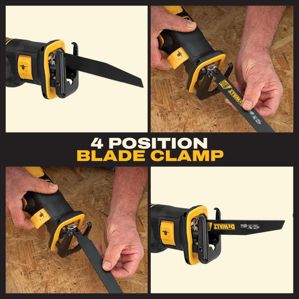 DEWALT sierra en mano mostrando tamaño y facilidad de manejo