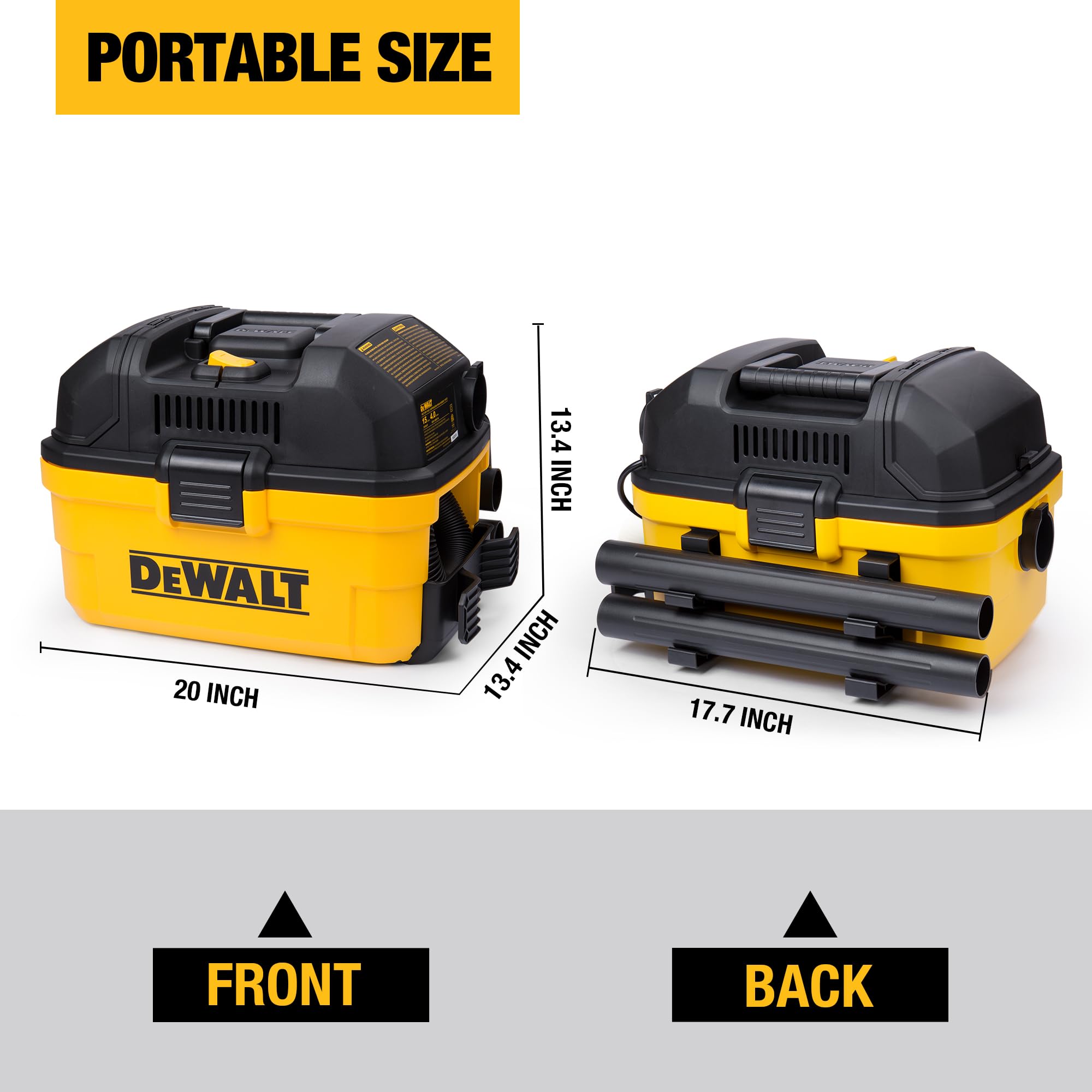 DEWALT DXV04T en taller limpiando serrín y escombros eficientemente