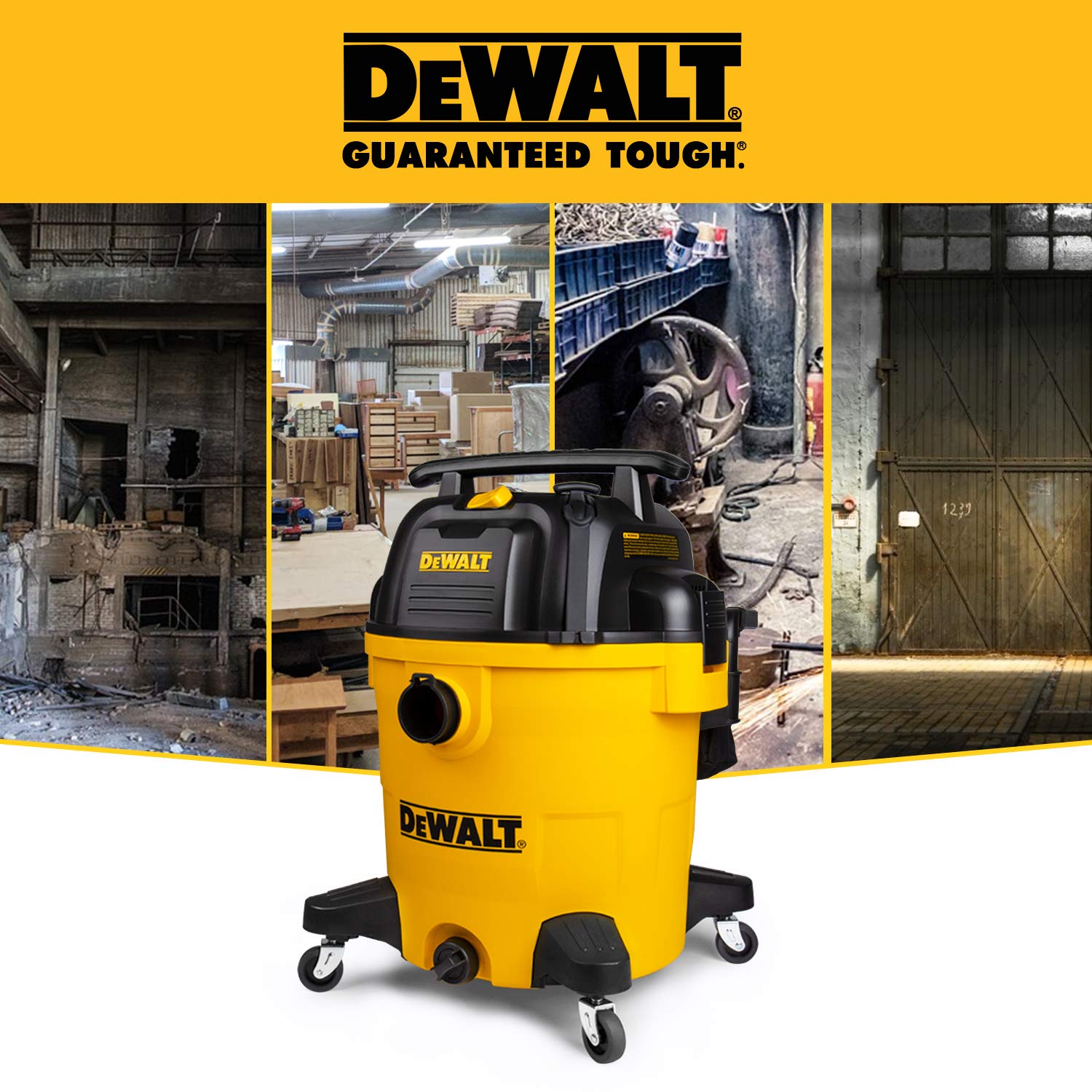DEWALT manguera y accesorios organizados, acceso rápido a herramientas