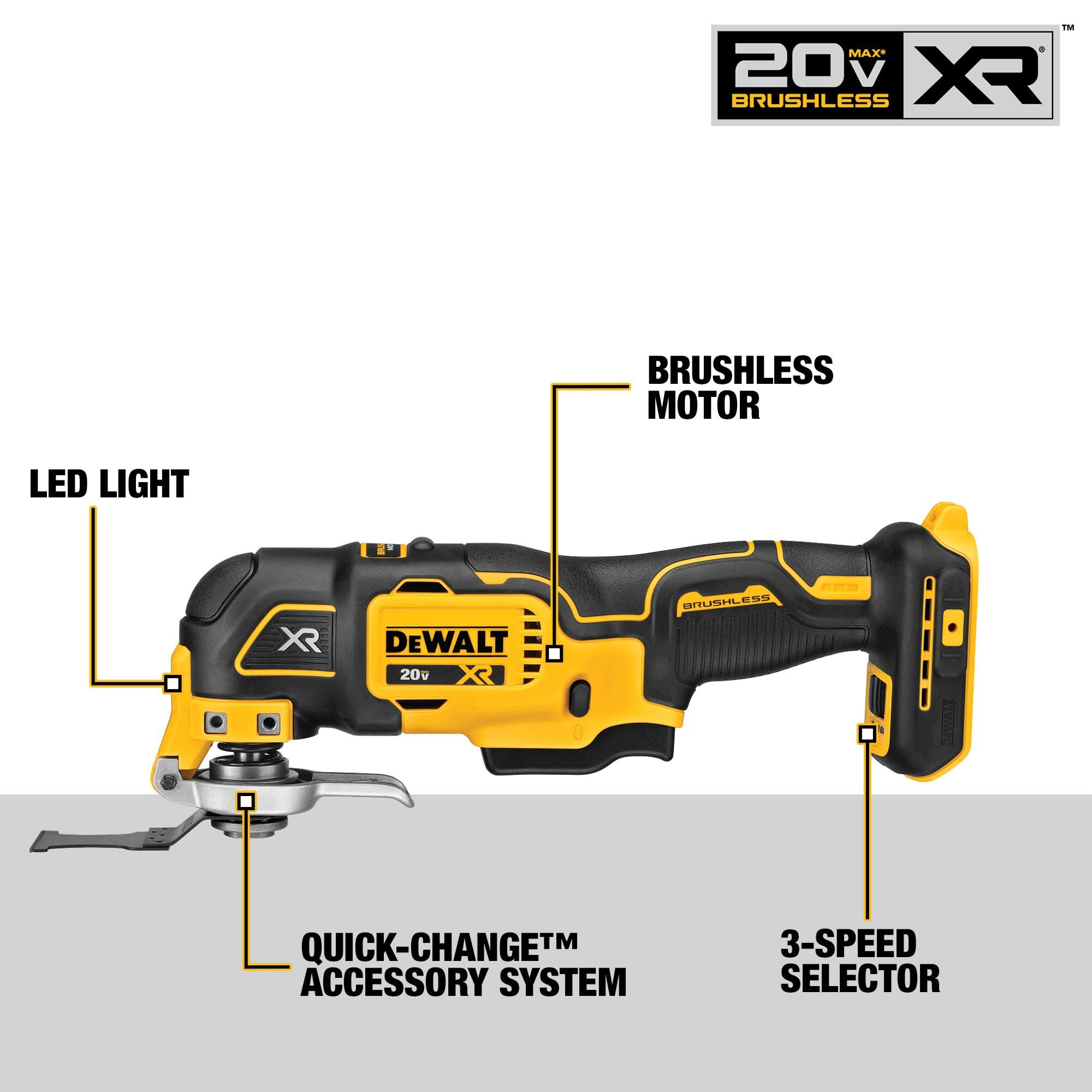 DEWALT hoja de corte con sistema Quick-Change para cambios rápidos y seguros