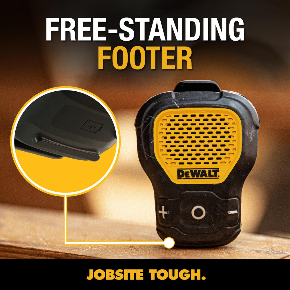 DEWALT vista lateral con pie integrado para estabilidad en superficies
