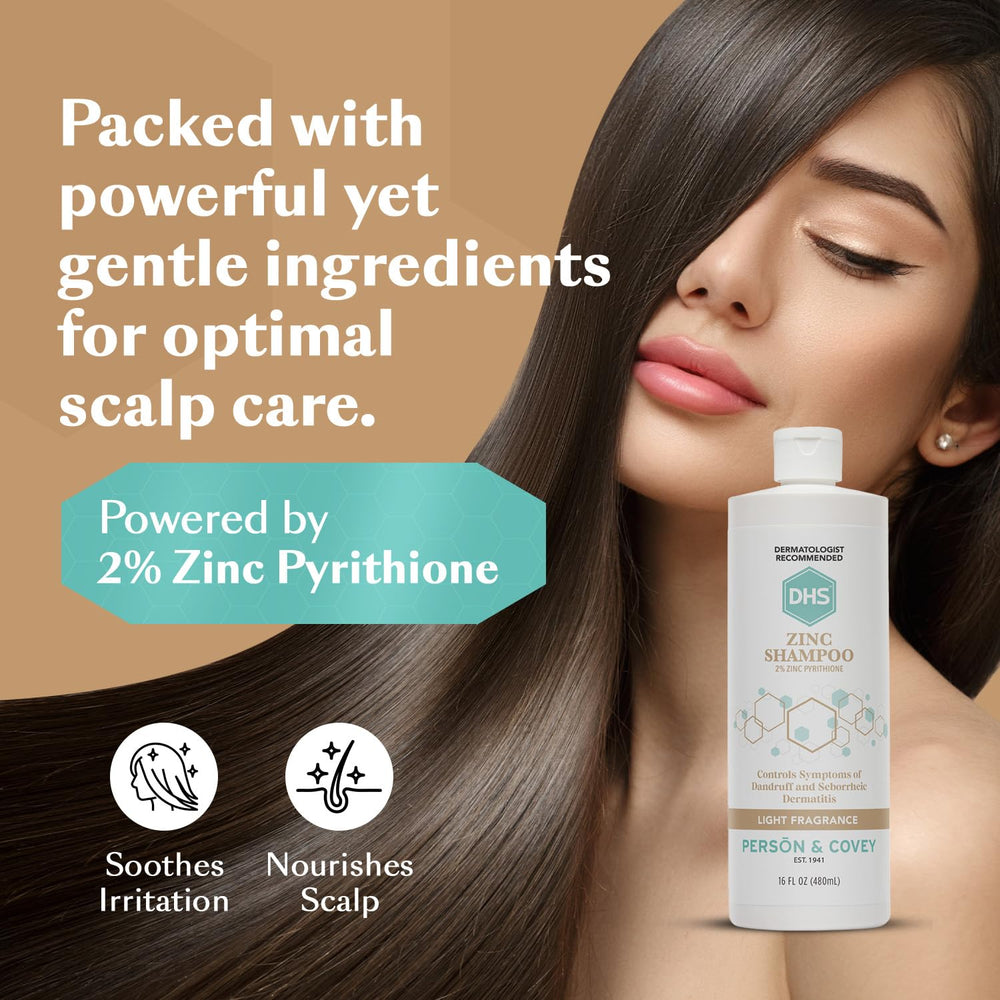 DHS champú zinc aplicándole producto a un cuero cabelludo para confort visible