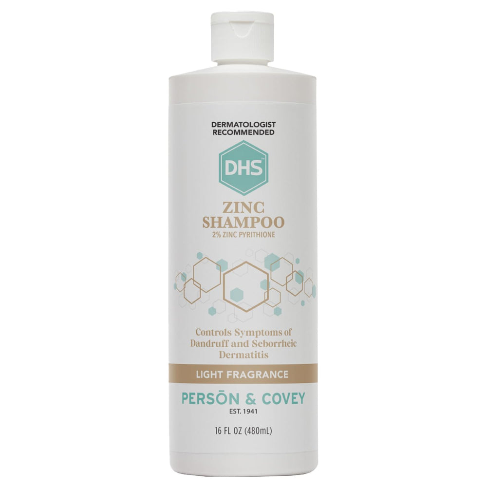 DHS champú zinc vista frontal del envase que facilita su identificación y uso