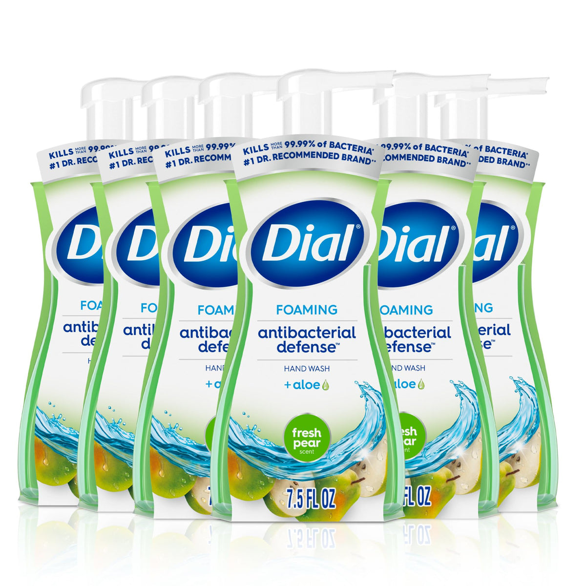 Dial envase frontal Fresh Pear mostrando aroma y tamaño, limpieza confiable