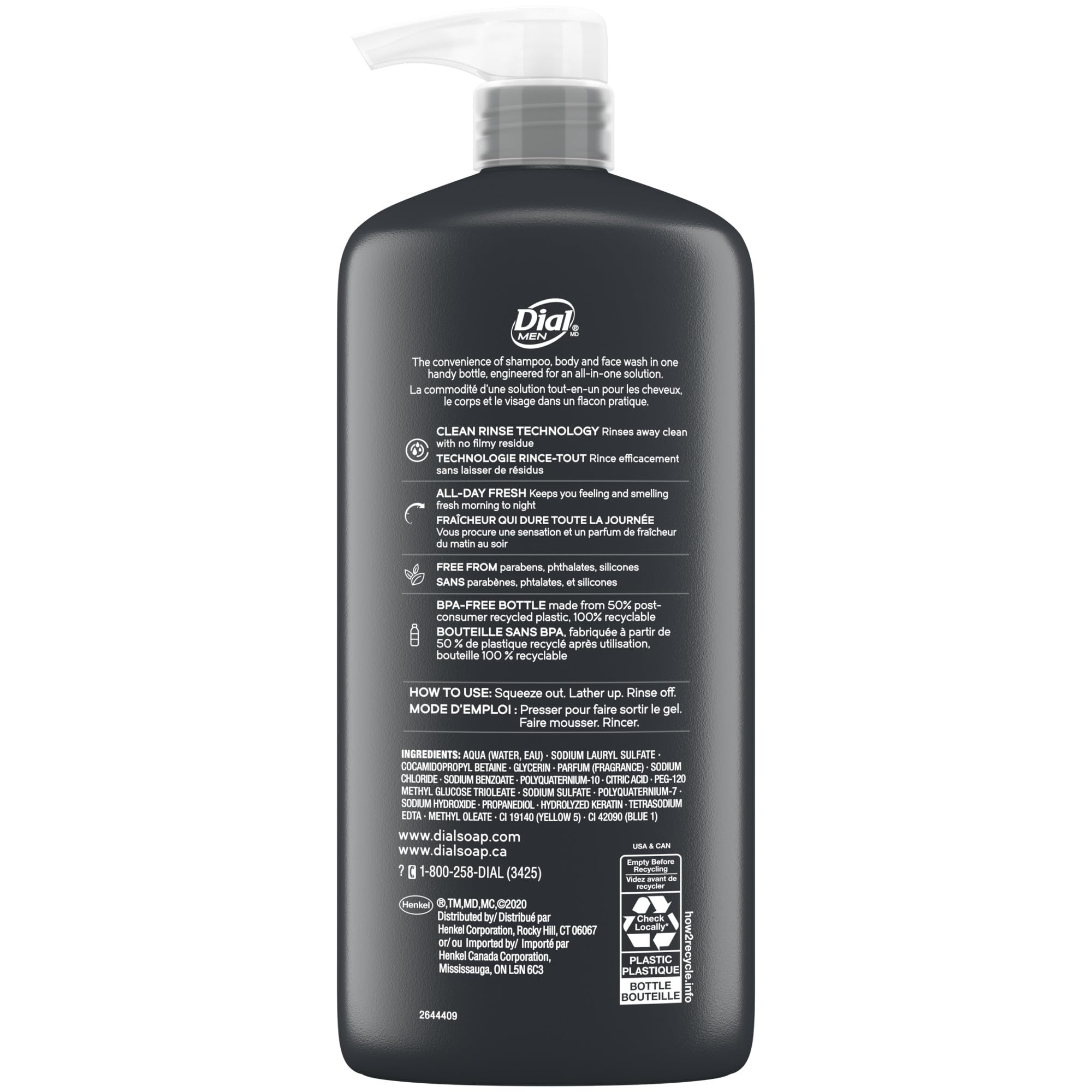 Dial paquete de tres botellas ideal para abastecer el baño y viajes