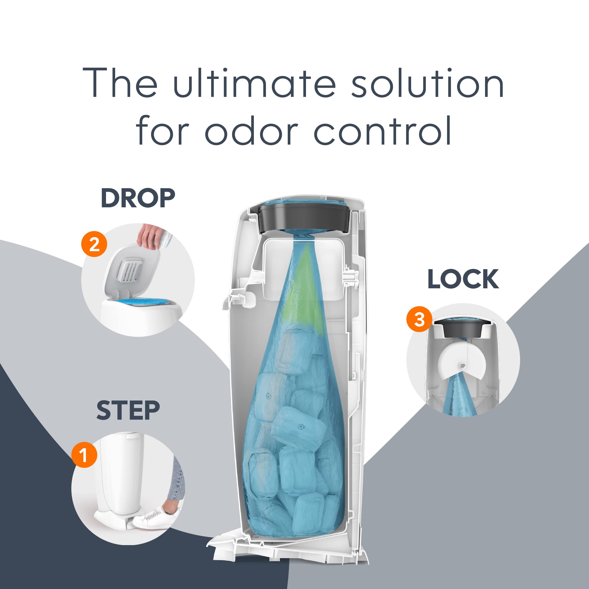 Diaper Genie detalle del plástico fácil de limpiar y resistente