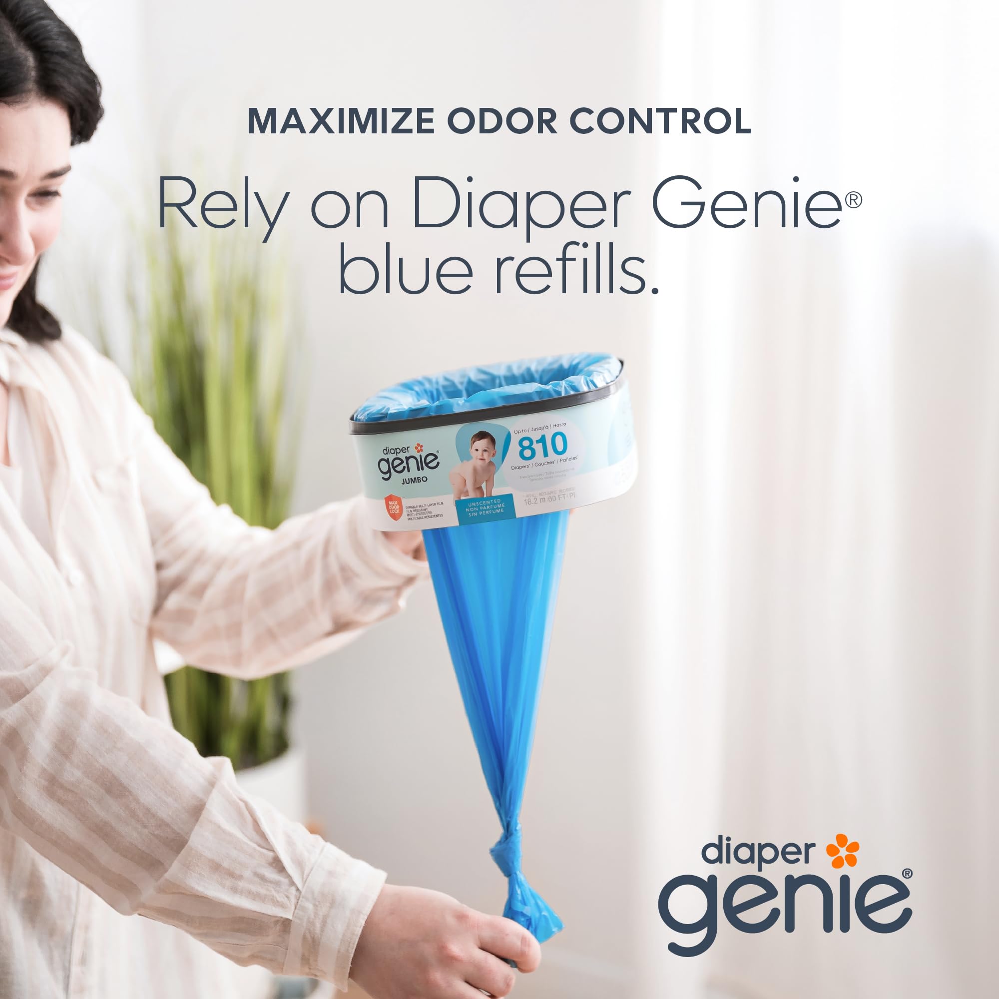 Diaper Genie detalle del film multicapa que bloquea olores eficazmente