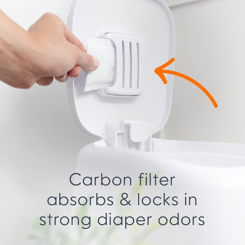 Diaper Genie filtro de carbón activo reduciendo olores en la habitación