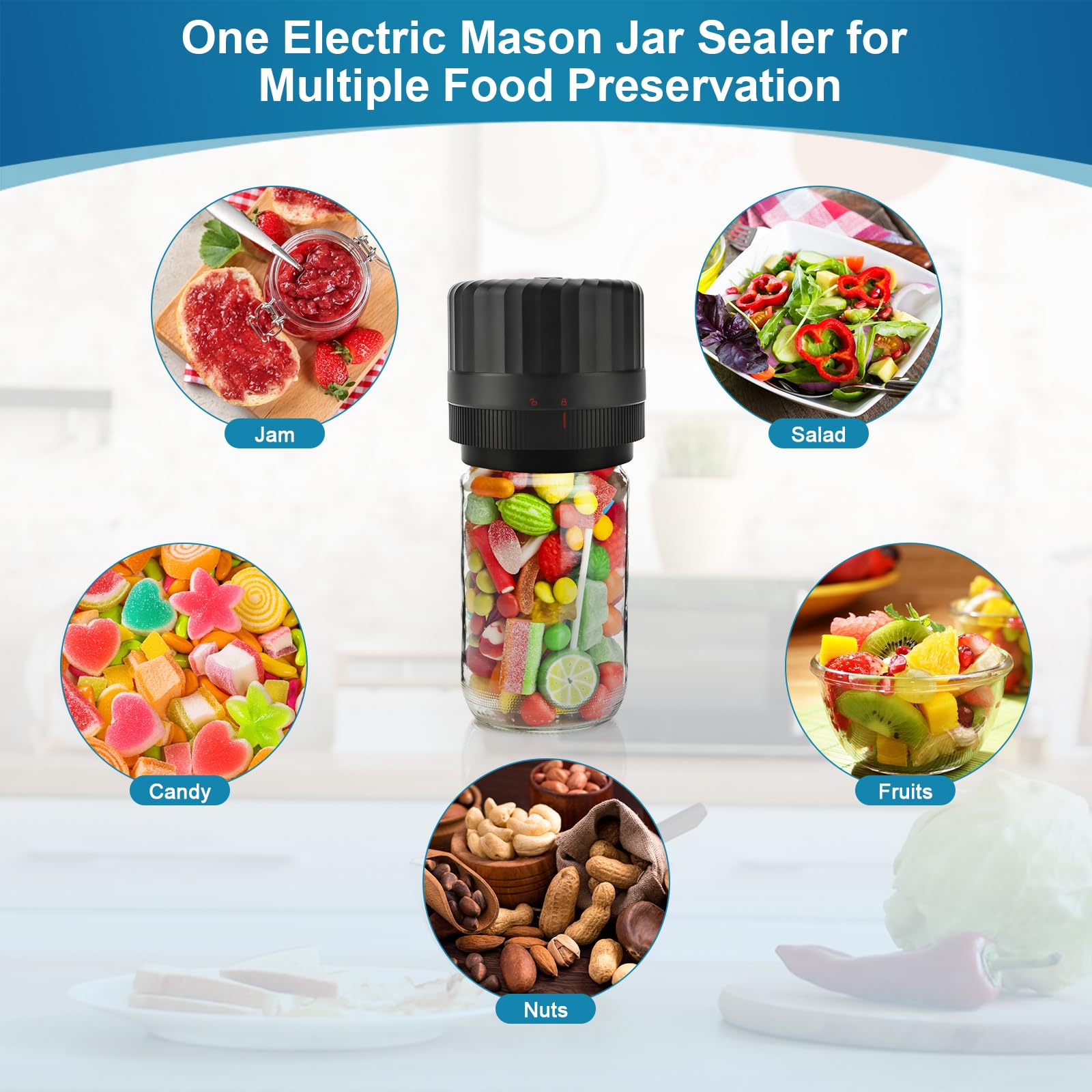 Dicorain VP06 en mesa de cocina estilo de vida mostrando almacenamiento ordenado