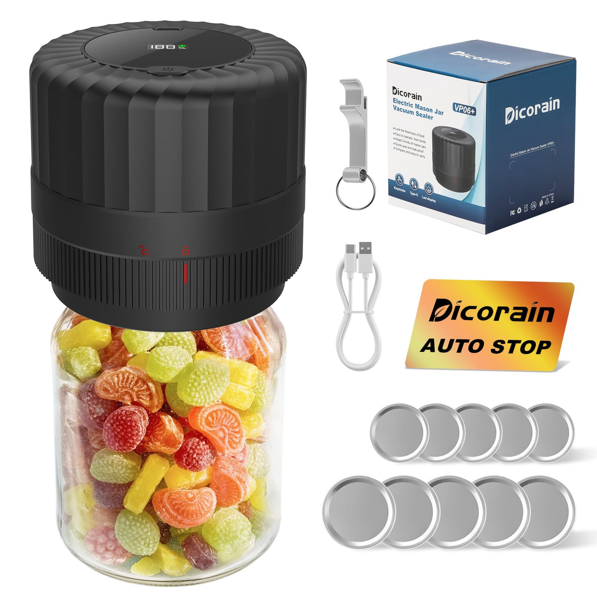Dicorain VP06 vista frontal mostrando controles y pantalla LED para sellado eficaz