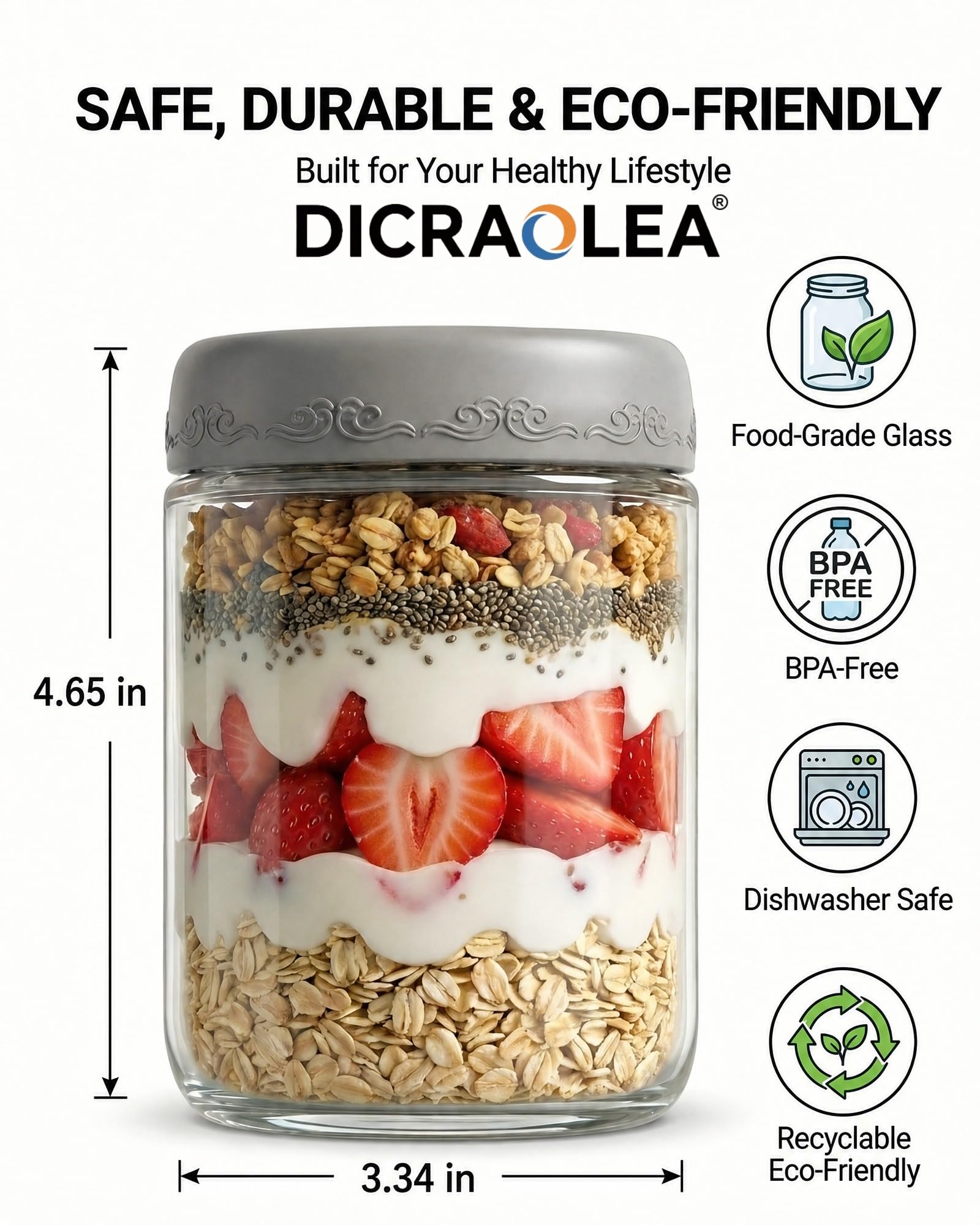 DicraoLea detalle vidrio borosilicato resistente que evita olores y manchas